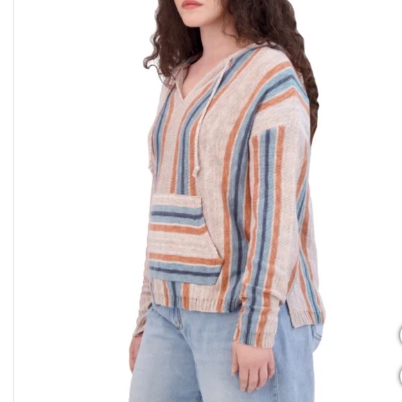 Sale 🎈NEW Lucky Brand Baja Beach Stripe Pullover Women’s Knit Hoodie - Picture 4 of 11